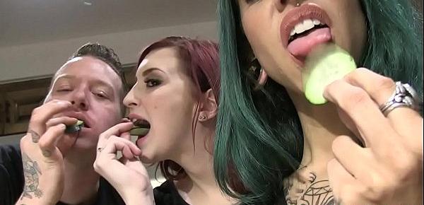  Goth babes having fun behind the scenes